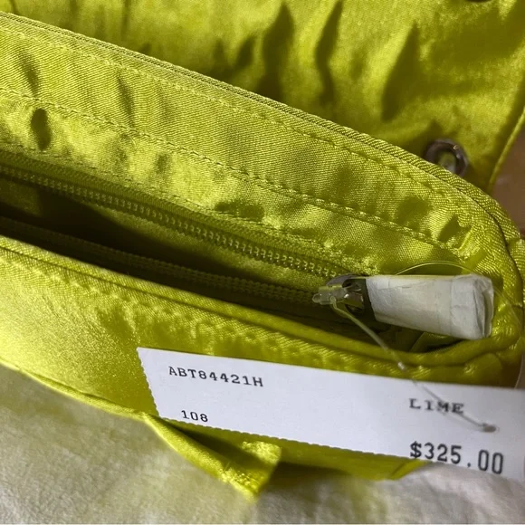 NWT Botkier Chartreuse Sateen Chain Quilt Flap Small Shoulder Bag 9”x 2” x 6”Y2K - Picture 3 of 16